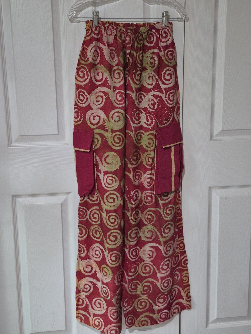 Tall Red And Olive Harem Pants With Cargo Pockets Handmade Boho